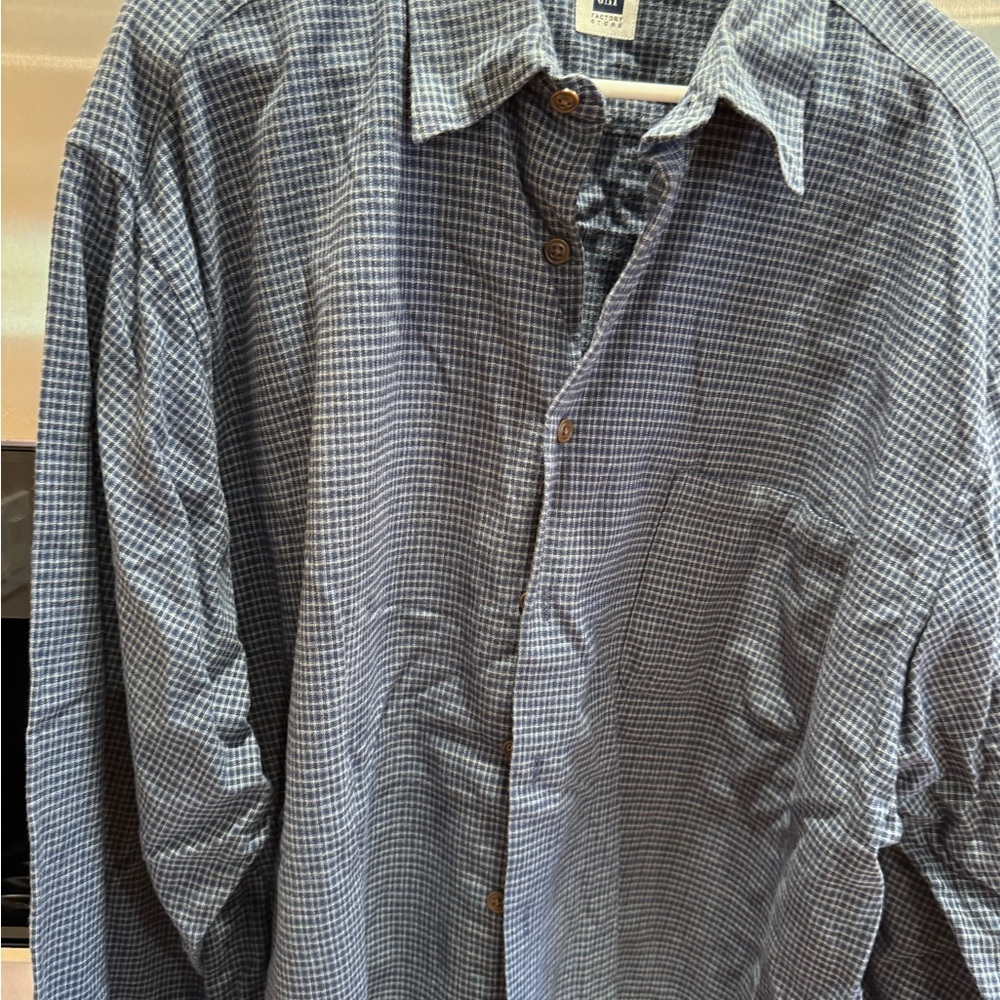 Blue Checkered Button-Up Shirt Men’s XXL GAP FACTORY